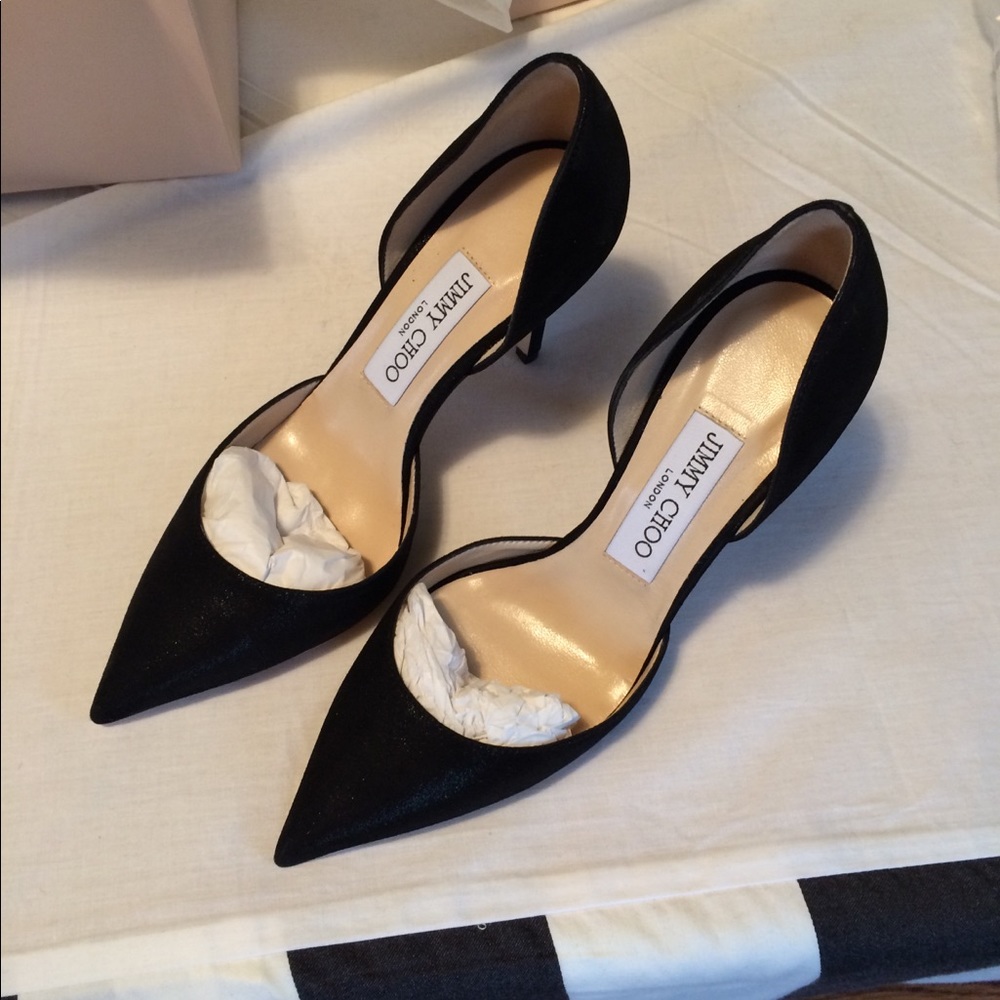 JIMMY CHOO Addison Black Shimmer d'Orsay Pumps 36 - Picture 7 of 7